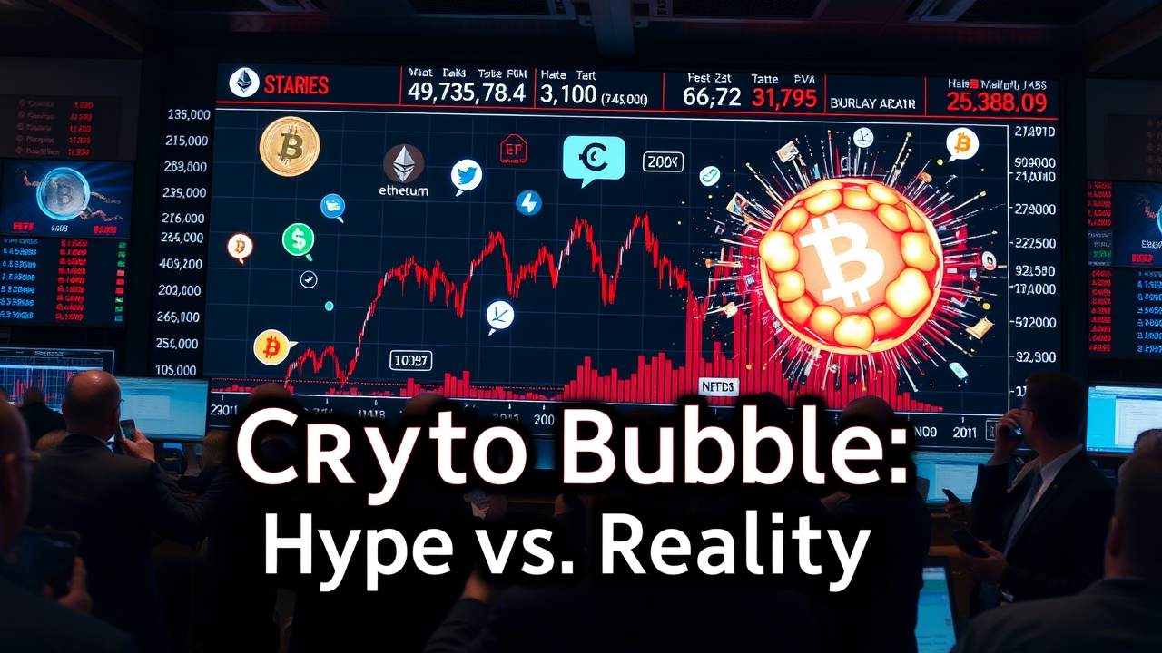 Understanding crypto bubbles with price charts, social media trends, and market analysis.