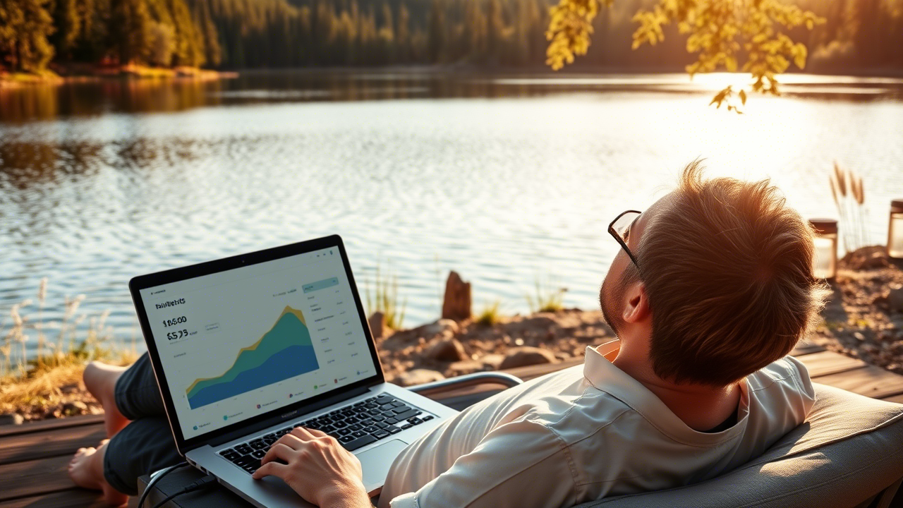 Person enjoying financial freedom generated by multiple passive income streams