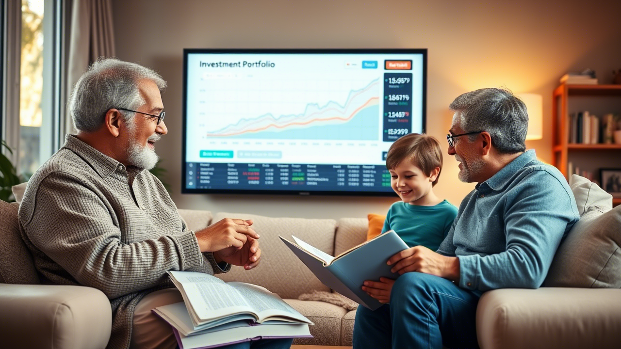 Long-term investor analyzing multi-decade stock market trends and predictions