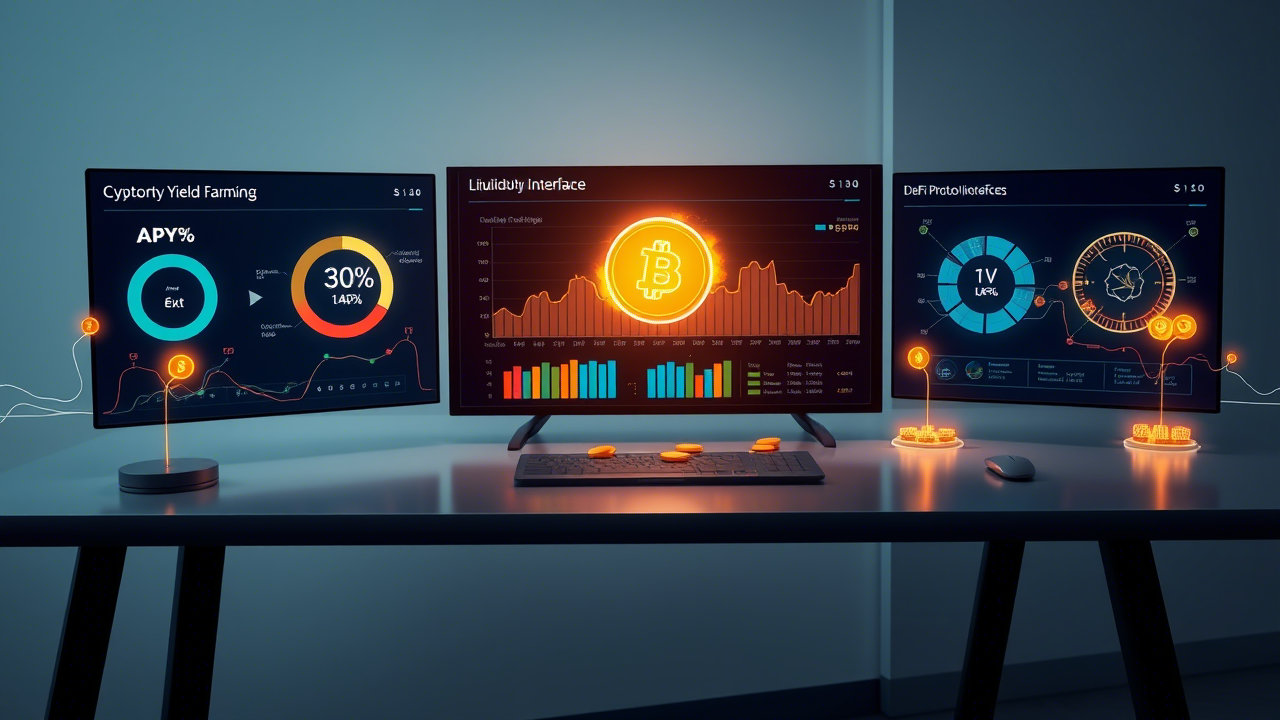 Advanced crypto yield farming dashboard showing DeFi strategies and high APY opportunities